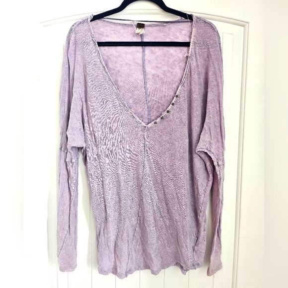 Free people light purple long sleeve half button up - Picture 1 of 3